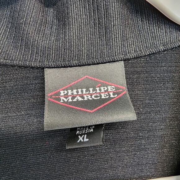 Phillipe Marcel Hidden Button Up Shirt Mens XL Black Textured Collared Clubbing - Picture 11 of 12